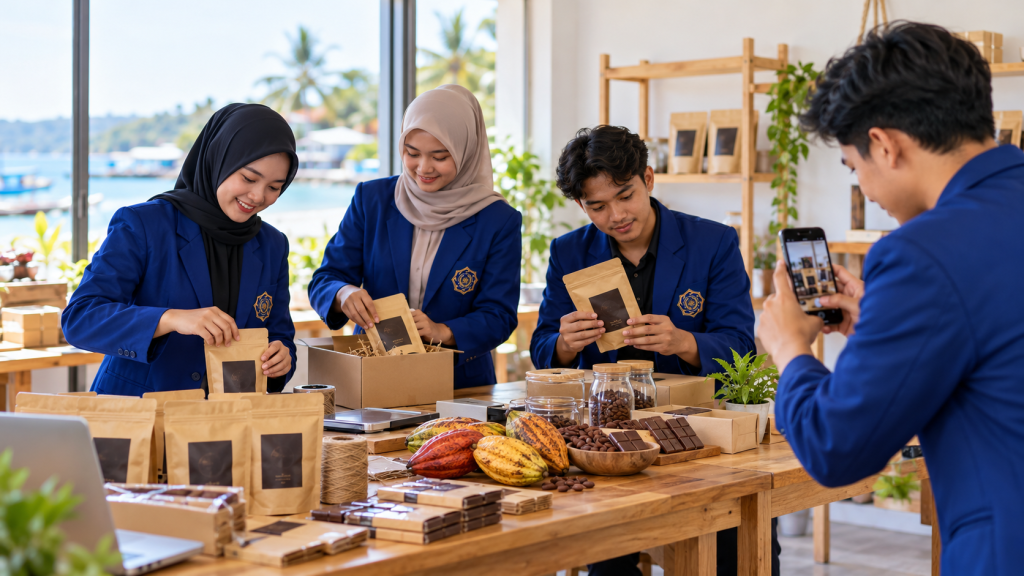 Mahasiswa Kewirausahaan UMKOTA mengemas produk usaha lokal
