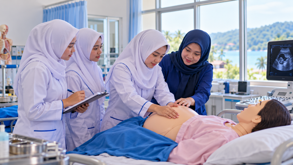 Mahasiswi Kebidanan UMKOTA praktik di laboratorium keterampilan klinik